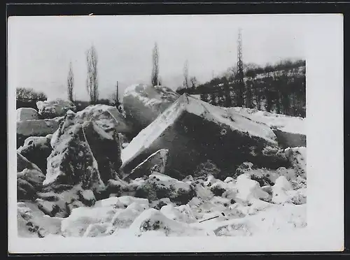 AK Esslingen, Neckar-Eisgang im März 1929, Unwetter