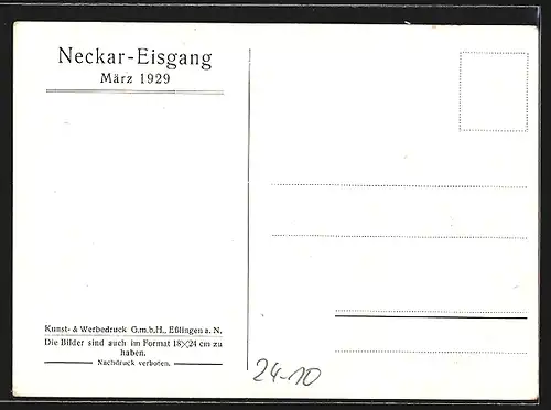 AK Esslingen, Neckar-Eisgang im März 1929, Unwetter