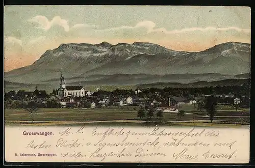 AK Grosswangen, Gesamtansicht mit Bergpanorama