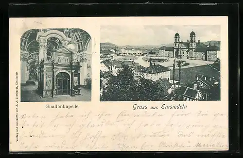 AK Einsiedeln, Inneres der Gnadenkapelle, Ortsansicht