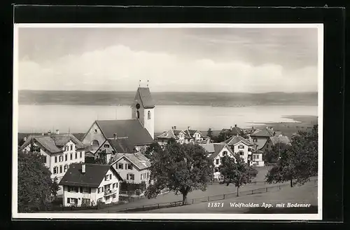 AK Wolfhalden, Teilansicht mit Bodensee aus der Vogelschau