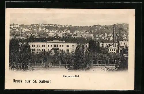 AK St. Gallen, Kantonsspital mit Ortsblick aus der Vogelschau