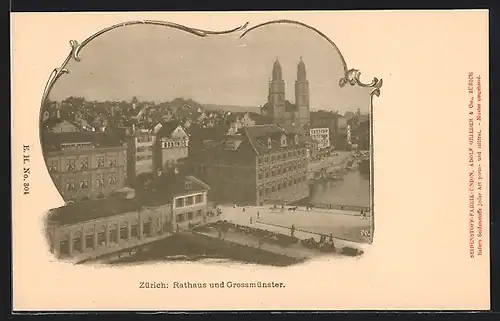 AK Zürich, Rathaus und Grossmünster
