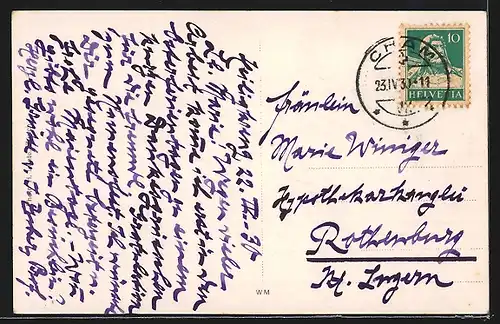 AK Cham, Töchterinstitut Heiligkreuz mit Kirche