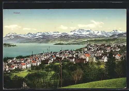 AK Thalwil, Totale von der Bergwiese aus gesehen