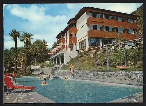 AK Contra, Albergo Meister H. Meister-Schmid mit Freibad