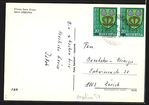 AK Orselina, Clinica Santa Croce mit Strasse und Einfahrt