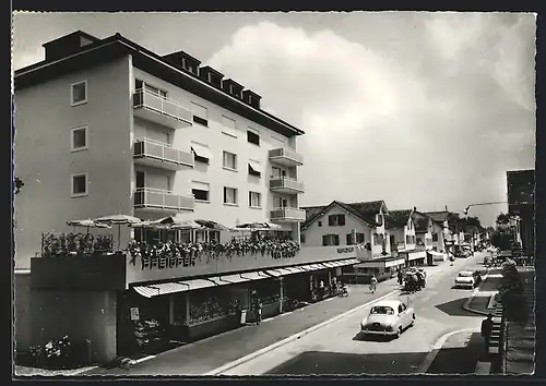 AK Buchs, Bahnhofstrasse mit Hotel Schweizerhof