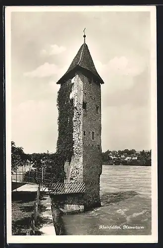 AK Rheinfelden, Wasserturm mit Ufer und Ortsblick