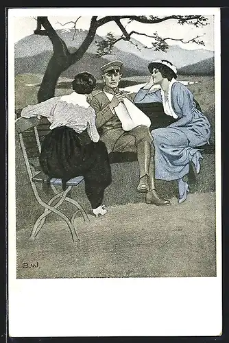 Künstler-AK Brynolf Wennerberg: Daheim nach Verwundung an der Front