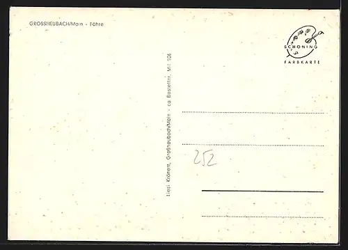 AK Grossheubach /Main, Flusspartie mit Ruderboot und Fähre