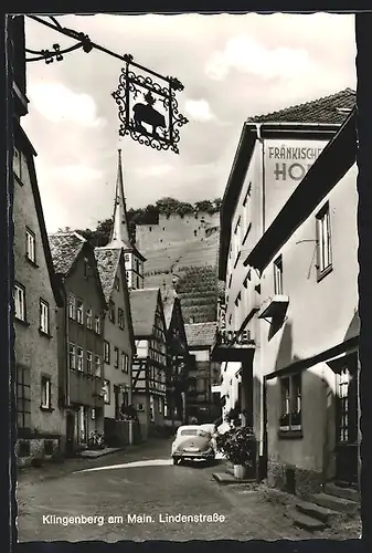 AK Klingenberg am Main, Lindenstrasse mit Hotel Fränkischer Hof