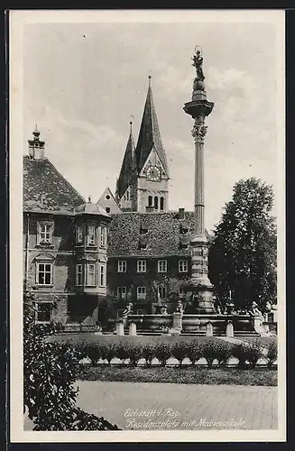 AK Eichstätt i. Bay., Residenzplatz mit Mariensäule