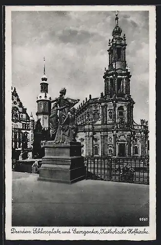 AK Dresden, Schlossplatz und Georgentor, Katholische Hofkirche