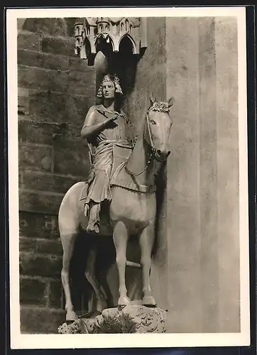 AK Bamberg, Statue Der Reiter am Dom