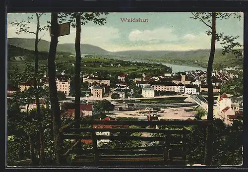 AK Waldshut, Blick vom Berg auf den Ort