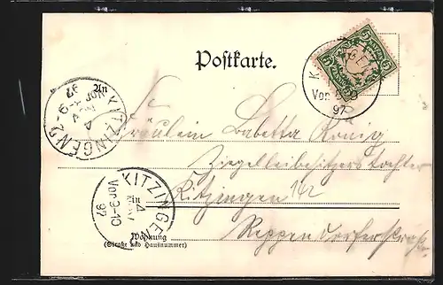 AK Kitzingen a. M., Totalansicht mit Eisenbahnbrücke