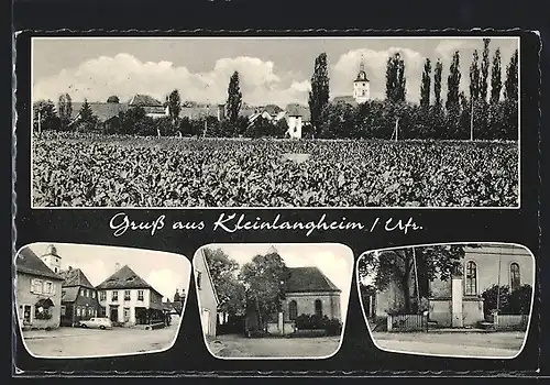 AK Kleinlangheim /Ufr., Strassenpartie, Kirche, Ortspanorama
