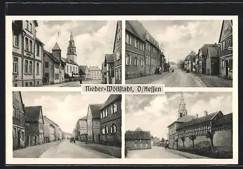 AK Nieder-Wöllstadt, Vier Ortsansichten