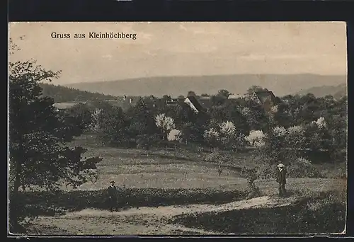 AK Kleinhöchberg, Gesamtansicht mit Wiesen aus der Vogelschau