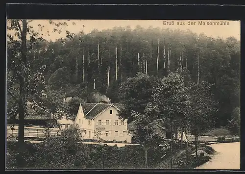 AK Marxzell /Schwarzwald, Gasthaus Maisenmühle, von der Strasse gesehen