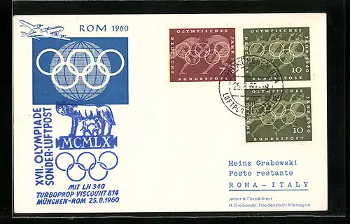 AK Rom, XVII. Olympiade Sonder-Luftpost 1960, Stempel