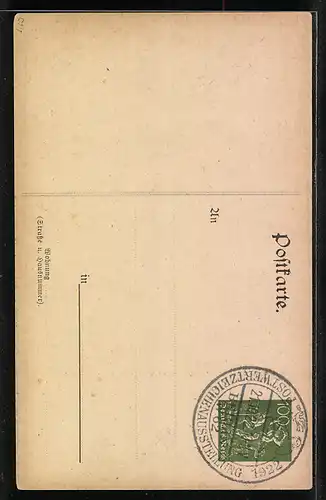 AK Berlin, Postwertzeichen-Ausstellung 1922, Frauenakt, Brieftaube, Posthorn, Ganzsache