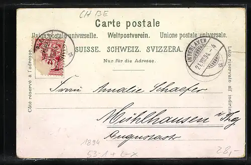 Vorläufer-Lithographie Interlaken, 1894, Teilansicht