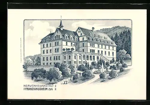Künstler-AK Zug, An der Nervenheilanstalt Franziskusheim