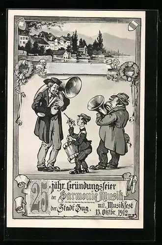 AK Zug, 25 jährige Gründungsfeier der Harmonie Musik mit Musikfest 13.10.1912