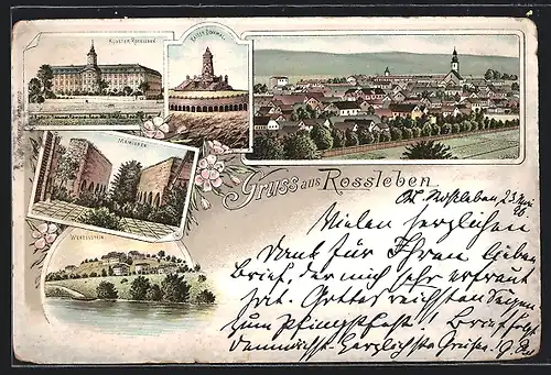 Lithographie Rossleben, Kloster, Wendelstein, Memleben, Ortsansicht