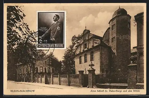 AK Klein-Machnow, Altes Schloss (v. Hake-Burg) und alte Mühle