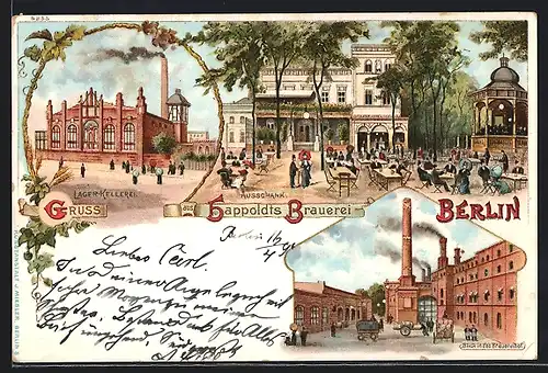 Lithographie Berlin-Kreuzberg, Happoldts Brauerei, Lager-Kellerei