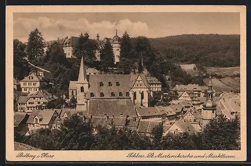 AK Stolberg i. Harz, Schloss, St. Martinikirche und Marktturm