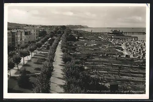 AK Ahlbeck, Strand und Promenade an der Ostsee