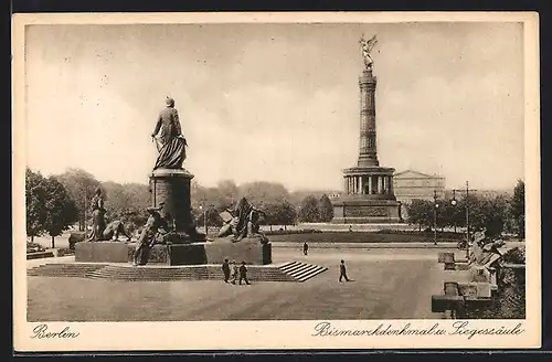 AK Berlin, Bismarckdenkmal und Siegessäule