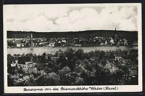 AK Werder / Havel, Panorama während der Baumblüte