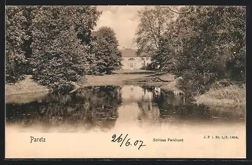 AK Paretz, Teichpartie an der Parkfront des Schlosses