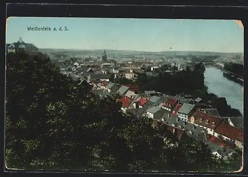 AK Weissenfels a. d. S., Ortsansicht mit Schloss und Fluss
