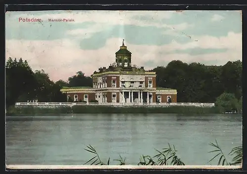 AK Potsdam, Marmor-Palais mit Wasserpartie