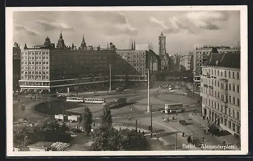 AK Berlin, Alexanderplatz mit Gasthaus und Strassenbahn