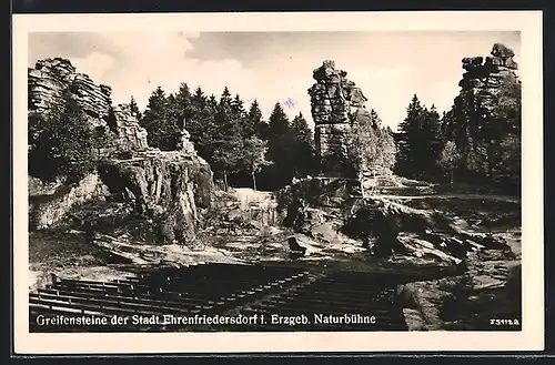 AK Ehrenfriedersdorf i. Erzgeb., Naturbühne mit Greifensteinen