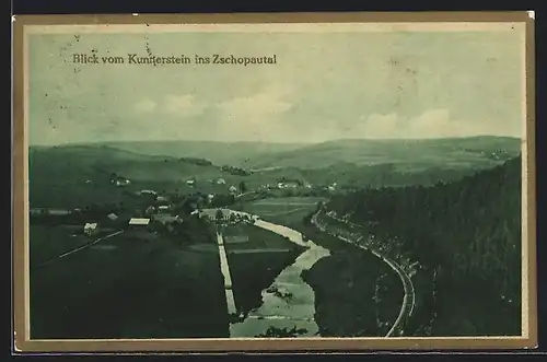 AK Augustusburg, Blick vom Kunnerstein ins Zschopautal