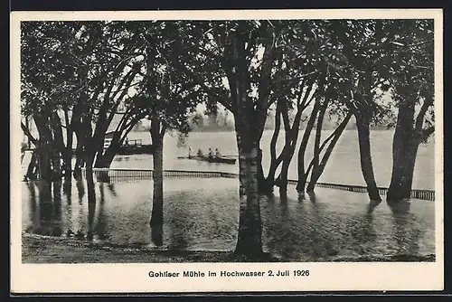 AK Gohlis, Mühle im Hochwasser 1926
