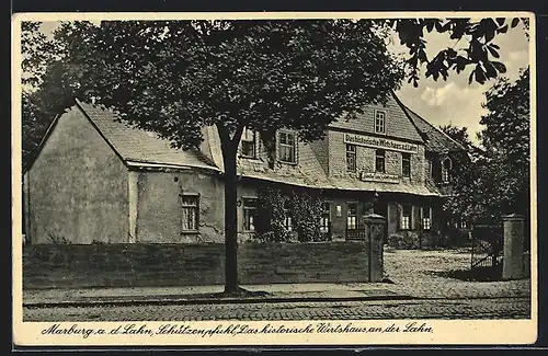 AK Marburg a. d. Lahn, Gasthaus zum Schützenpfuhl an der Lahn