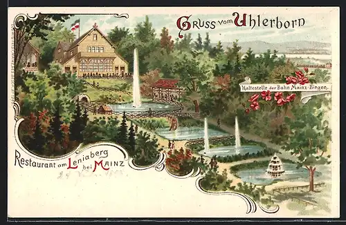 Lithographie Uhlerborn, Restaurant am Leniaberg