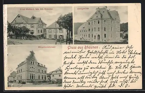 AK Rhaunen, Hotel Ehrhard, Amtsgericht, Bürgermeisteramt