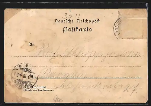 Lithographie Landwehrhagen, Gasthof Haase, Schloss