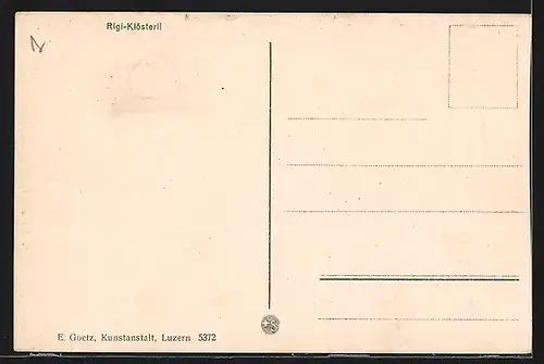 AK Rigi-Klösterli, Ortsansicht mit Bahntrassen in den Bergen