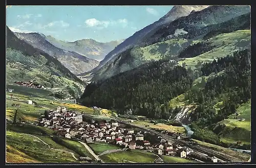 AK Ambri-Piotta, Totalansicht mit Gotthardbahn
